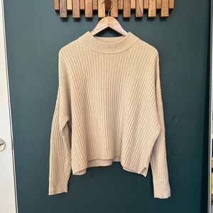 Madewell Beige Ribbed Turtleneck Sweater